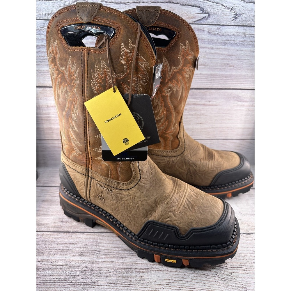Cody James Men's Decimator 11 Comp Toe Waterproof Work Boots Brown Size 9.5 EE